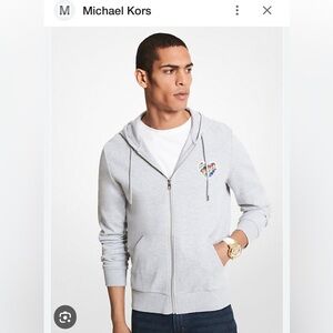 Michael Kors Men’s Medium Pride Heart Logo Cotton Blend Zip-Up Gray Hoodie.